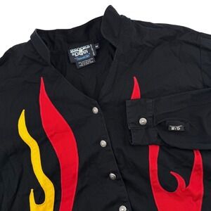 Brooks & Dunn Panhandle Slim Mens M Black Flame Western Shirt Vintage 90s